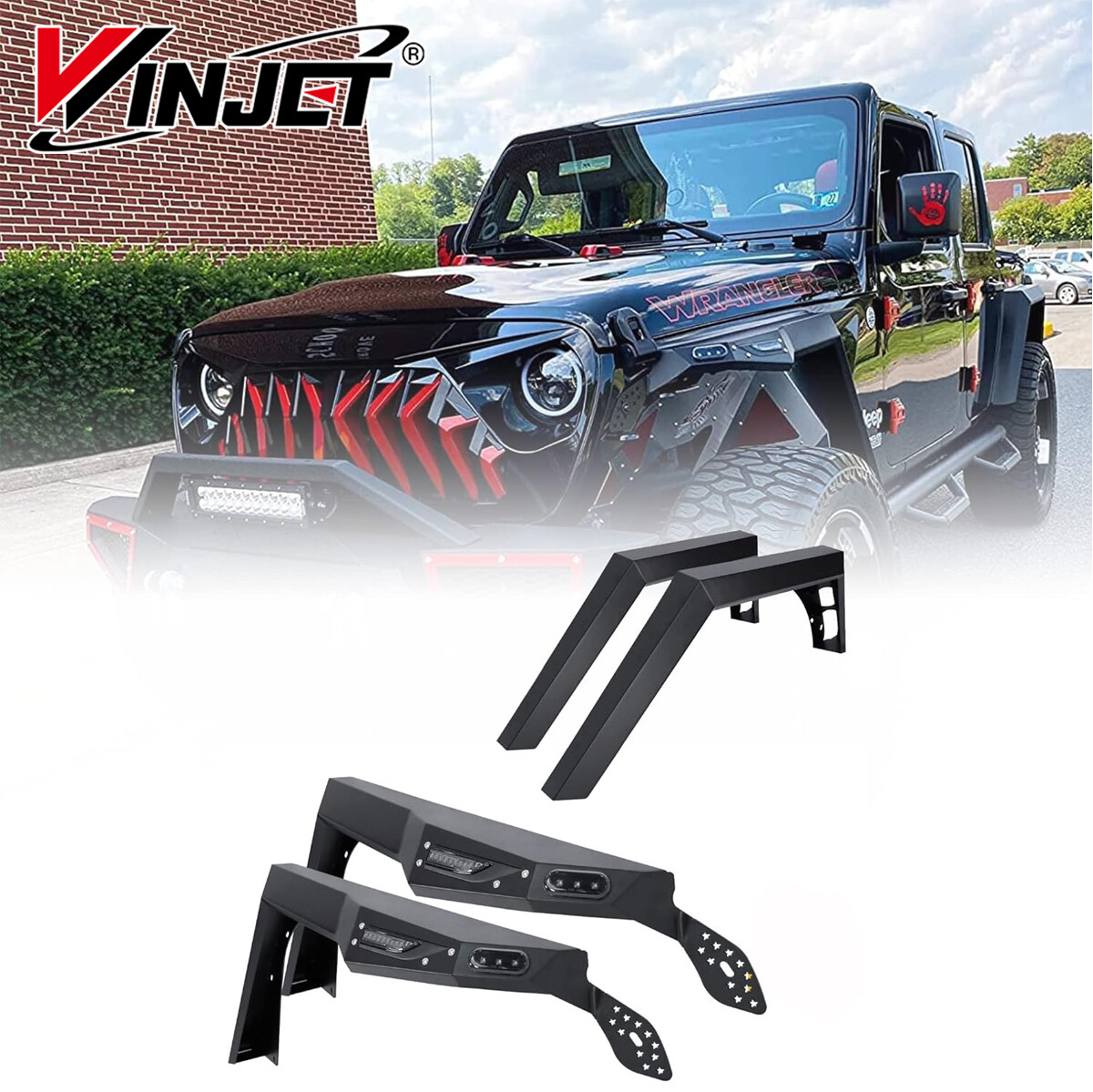 4PCS Steel Front&Rear Fender Flares For 2018-2024 2025 Jeep Wrangler JL Offroad