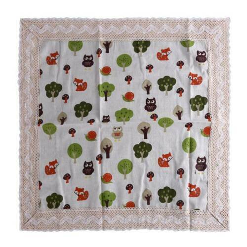 Grant Linen 33 Inch Square Handmade Blue Rosebud Flower Embroidered Tablecloth, Polyester