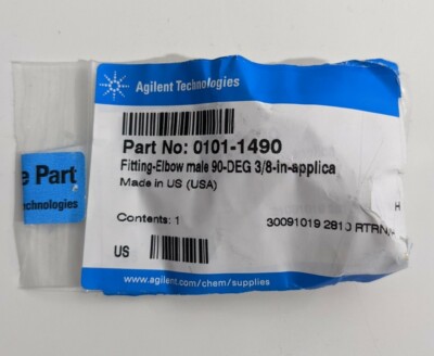 Agilent 0101-1490 Fitting elbow male 90-deg 3/8in HPLC NEW USA