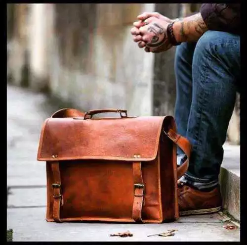 Laptop Leather Messenger Bag Briefcase for Men - Crossbody Bag