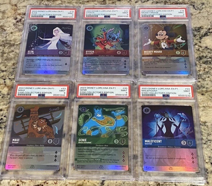 Disney Lorcana D100 Collectors Edition 6 Card Set PSA 9 Elsa Maui