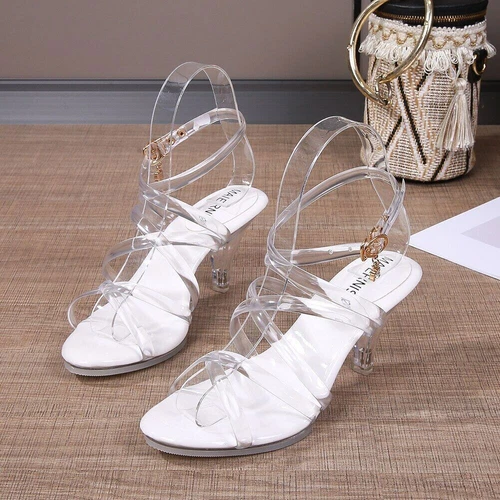 Women Clear PVC Sandals Stilettos High Heeled Transparent Pumps Party Shoes New - Picture 21 of 40
