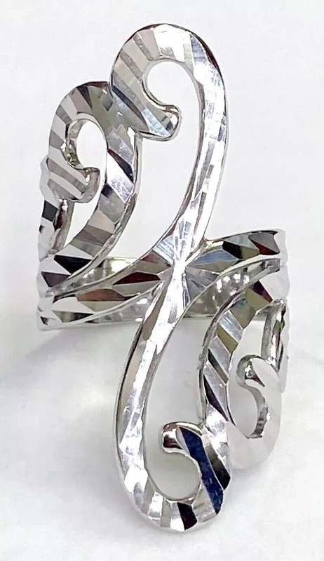 HSN Michael Anthony Jewelry Sterling Silver Diamond Cut Swirl Ring Size 7