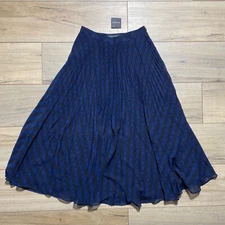 Club Monaco Women's Yowshee Lined Pleated Skirt Size 00 Black And Blue