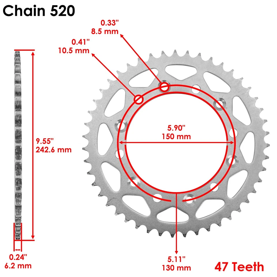 Cadena de transmisión junta tórica roja con kit de piñones delanteros traseros para Honda XR200R 1986-2002 Foto 4 de 4