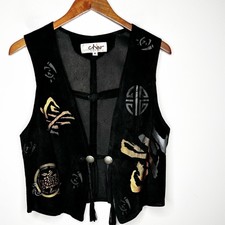 Char Vintage Vest Womens Medium Hand Painted Suede Leather Santa Fe Nm Western