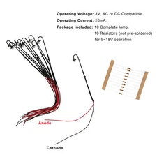 10pcs Model Railway N Scale 1:160 Lamp Post Street Lights Warm White LEDs 3.7cm