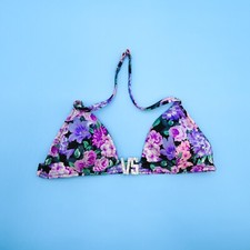 Victorias Secret Rhinestone Hardware Small FLoral Swim Bikini Top Swimsuit New