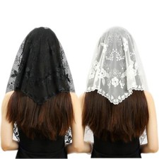 Women Lace Embroidery Catholic Veil Prayer Shawl Bride Church Wedding Mass Scarf