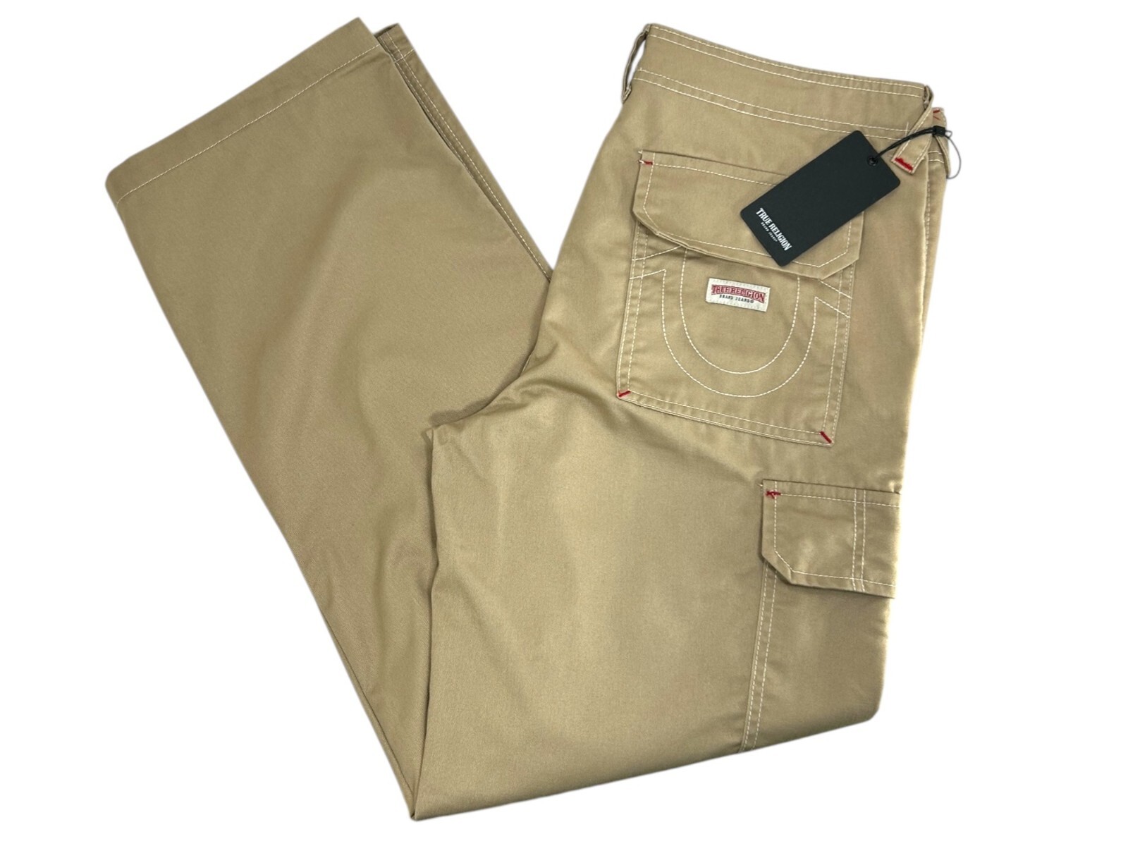 True Religion Cargo Pants Men 32x30 Military Tan Cargos Y2K Classic Streetwear