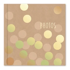 Photo Album Kraft Cover & Gold Polka Dot Design Holds 200 4" x 6" Photographs