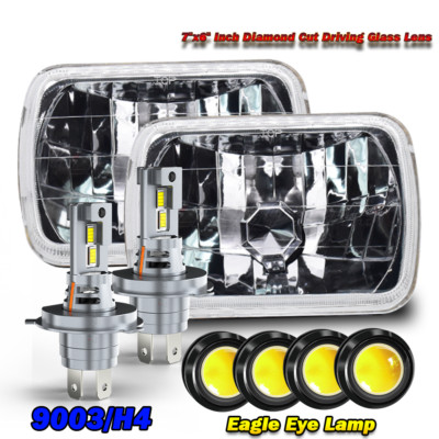 Pair For Ford F150 1981 - 1983 1984 7x6 5x7'' LED Headlights Hi Lo Beam H6054