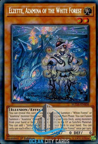 Yugioh Elzette, Azamina des Weißen Waldes SUDA-DE008 Secret Rare NM 1. Auflage