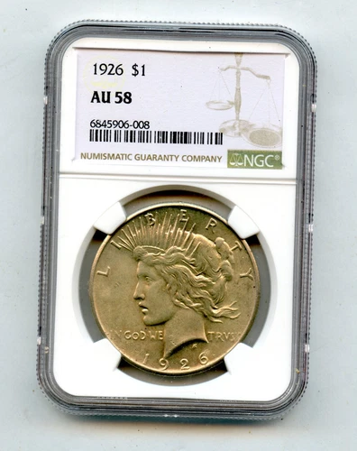 1926  Peace $1 Silver Dollar NGC AU 58