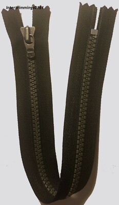 YKK VISLON ZIP BLACK, CHUNKY PLASTIC TEETH, CLOSED END, 11.5''