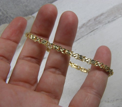 Pulsera estilo eslabón de tenis de oro amarillo 14K corte diamante Starburst XO Italia - Imagen 6 de 6
