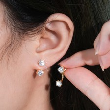 2.0ct Lab-Created Round Shape Diamond Test Pass Stud Earrings VS1/D/Excellent