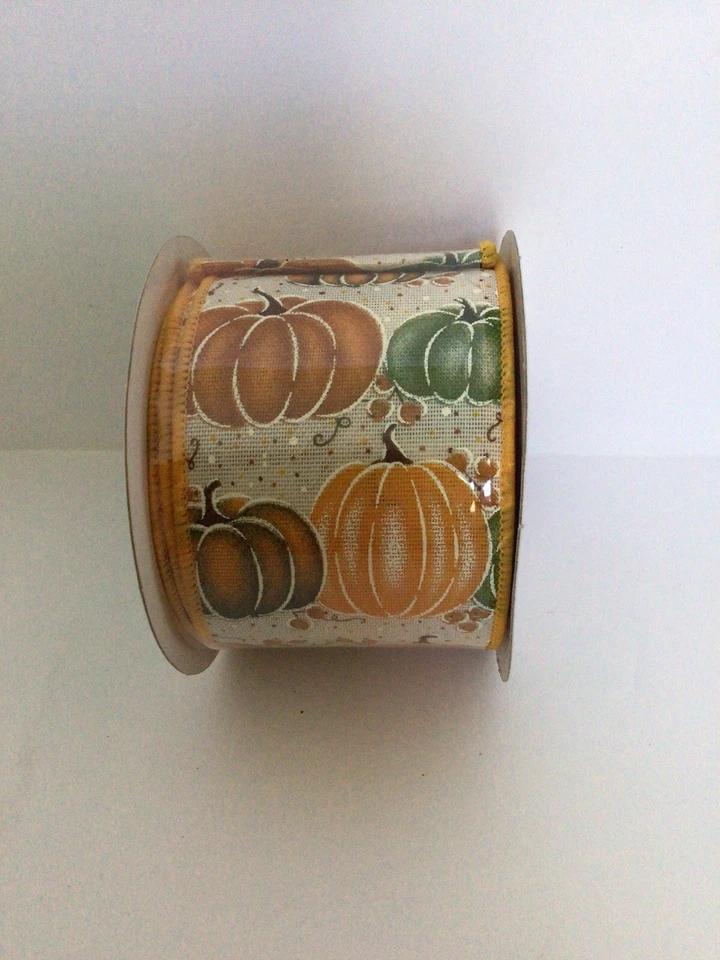 LOT of 5 New Wired Edge Fall Harvest Ribbons 1.5” & 2.5", 46 Yds Total - Image 3 of 4