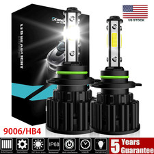 Pair 9006 4-Side LED Headlights Conversion Kit 6000K 120W 8000LM Hi Lo Bulbs