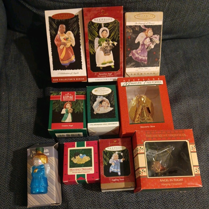 Lot of 10 angel Ornaments Mostly Hallmark  80s-90s 
