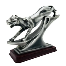 HERCO Leaping Panther Sculpture Art Deco Style Silver Tone Figurine
