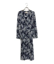 MICHAEL KORS Palm Georgette Midi Dress navy MU28Y46600
