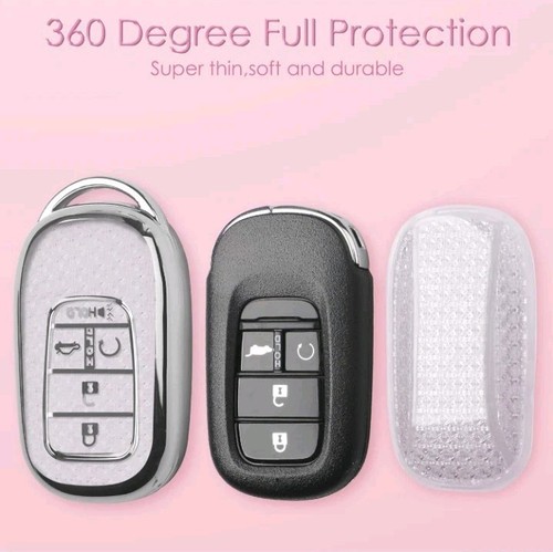 Honda Key Fob Cover With Diamond Bling Keychain Heart Silver Clear 2022 - 2025 - Picture 4 of 4