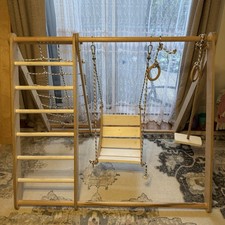 Wooden Indoor Climbing Frame with Swing & Gym Rings – Excellent Condition