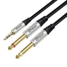 5ft 3.5mm to 1/4 Adapter Audio Stereo Cable TRS 1/8 to Dual Quarter Inch TS 6...