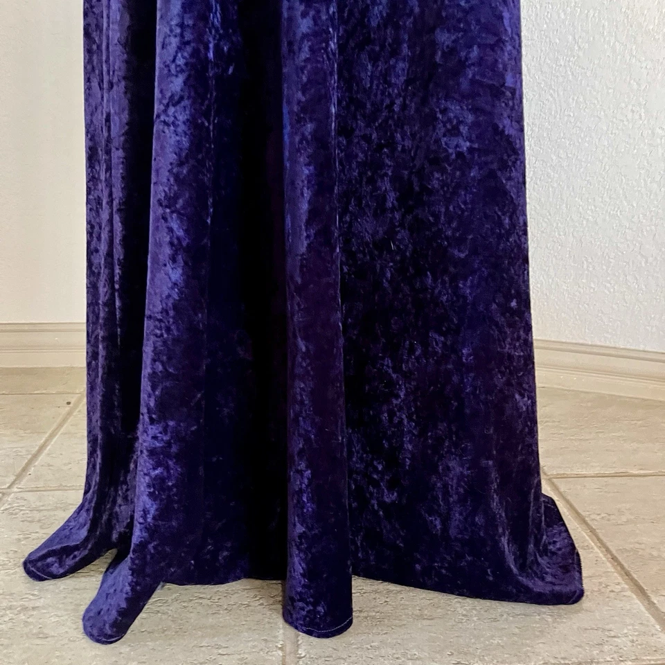 Maxi Vestido De Colección Años 90 All That Jazz Talla L Terciopelo Aplastado Bruja Grunge Púrpura Gótico Foto 4 de 4