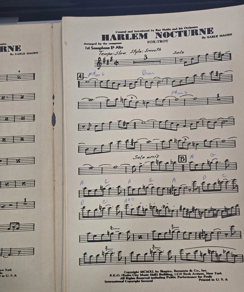 Earle Hagen Harlem Nocturne 1940 Ray Noble+Orchestra-14 instruments sheet music - Image 2 of 4