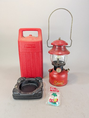 #ad Coleman 200A Black Band Single Mantle Lantern Dated 6 52 Case Vintage Red Silk $277.77