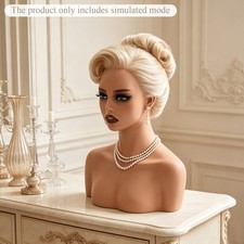 Female Mannequin Head with Shoulders Bust Life Size Realistic Display Dark Tan