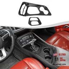 Center Console Gear Shift Panel Cover Trim Kit 2Pcs Compatible Carbon Fiber