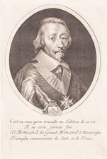 Arman-Jean du Plessis Cardinal Richelieu Kardinal Portrait Kupferstich 1660