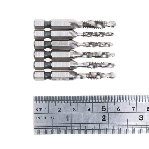 6 Stück SAE Bohrer Gewindebohrer Bit Set HSS Schnellwechsel Aufbewahrungskoffer für Holz Metall Pl... - Bild 5 von 8