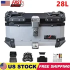 28L Motorcycle Silver Aluminum Trunk Rear Tour Tail Box Luggage Storage Top Case