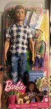 Barbie It Takes Two Camping Ken Doll Set Plaid Shirt Cooler Map Binoculars HHR66