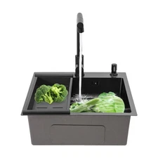 Kitchen Sink Stainless Steel Sink Sink Black Stainless Steel Built-in Sink w/Tap