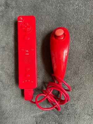 Wiimote + Nunchuk Rouge générique pour Nintendo Wii / Wii U Remote télécommande - Photo 1/2