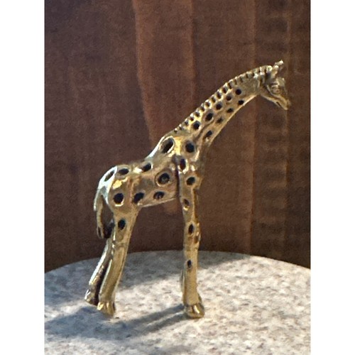 BG9 Brass tone Metal Giraffe Figurine Miniature Animal Sculpture Gold Decor