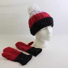 3 Pc Set Knit Beanie and Mittens Kids' Size Large Age 7-10