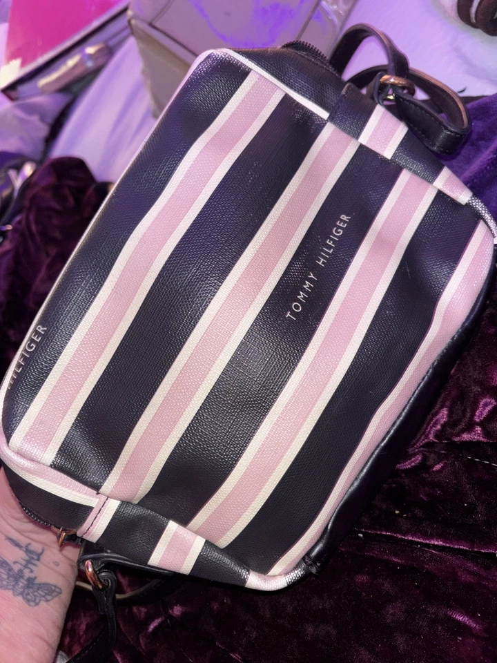 Tommy Hilfiger Bolso de Mano Bandolera Cartera Mensajero RAYAS ROSA AZUL Foto 4 de 4