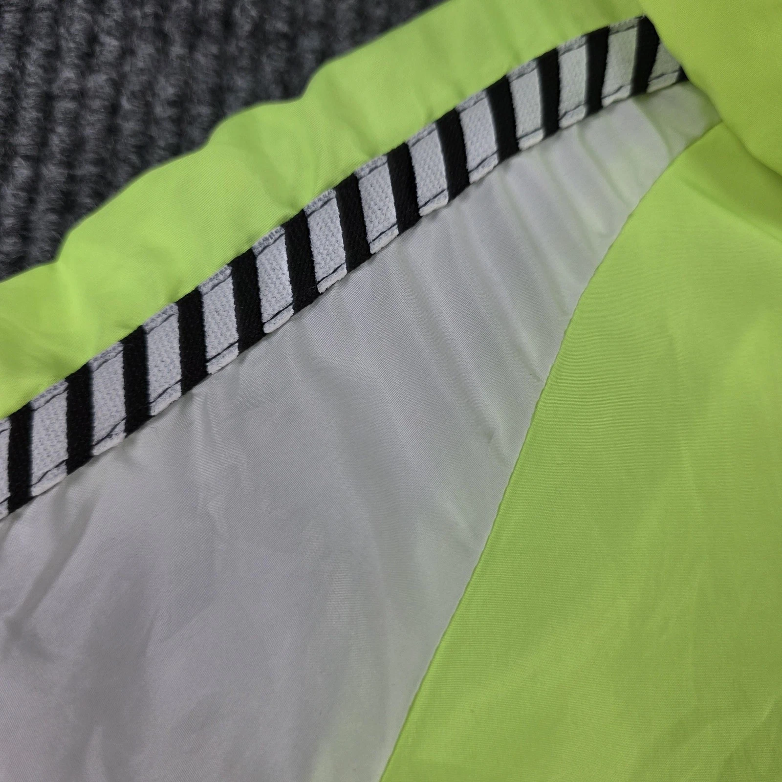 rue21 Jacket Mens Large Neon Yellow White Hooded Full Zip Windbreaker Hustle image 7