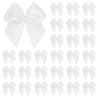 50Er-Pack Mini-Bastelschleifen Aus Band, 1X1 Zoll Zum Basteln, DIY [Reinweiß]