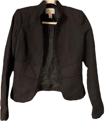 White House Black Market Officecore Cropped Blazer Open Front Jacket Black 4