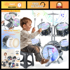 Light Up Kids Drum Set for Toddlers 3-7, Fun Jazz Toy for Early Musicians
