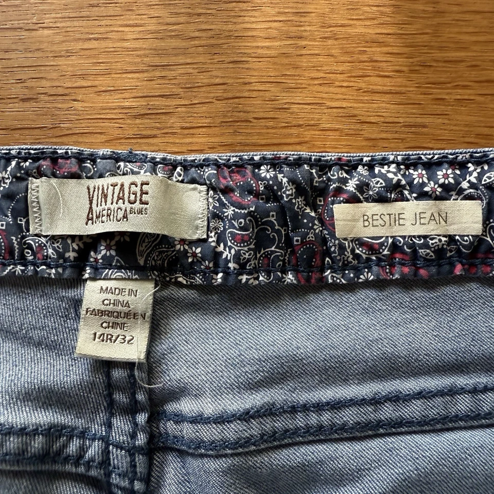 复古 America Blues Bestie 牛仔裤,装饰 14 码 — 第 3/4 张图片