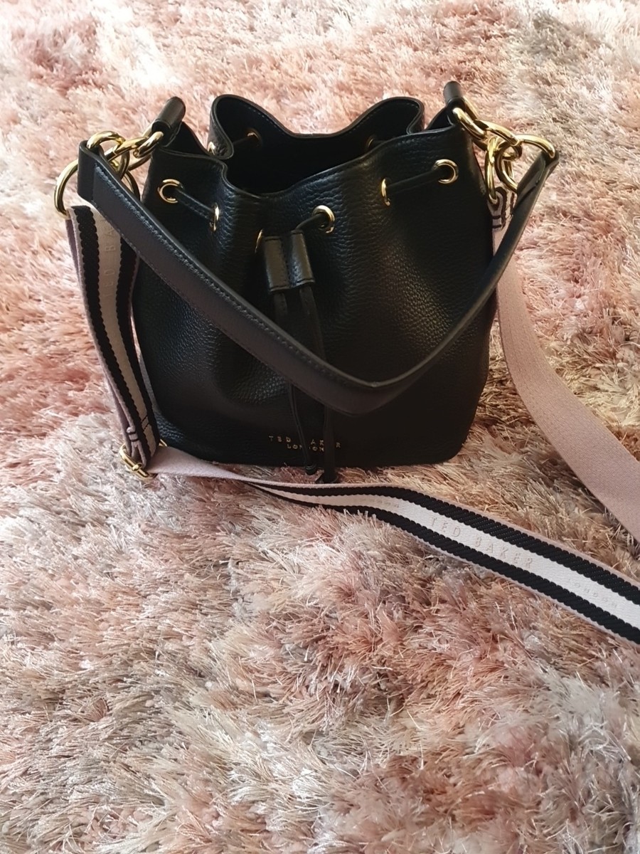 Ted Baker Aminah webbing-strap leather bucket bag UK