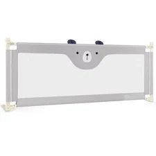 77" Bed Rails for Toddlers Vertical Lifting Baby Bedrail Guard with Lock Grey